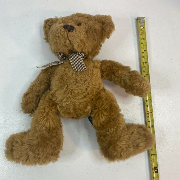 Russ Berrie Langley Teddy Bear Plush Stuffed Animal Soft Toy 11” Houndstooth Bow - Picture 7 of 7